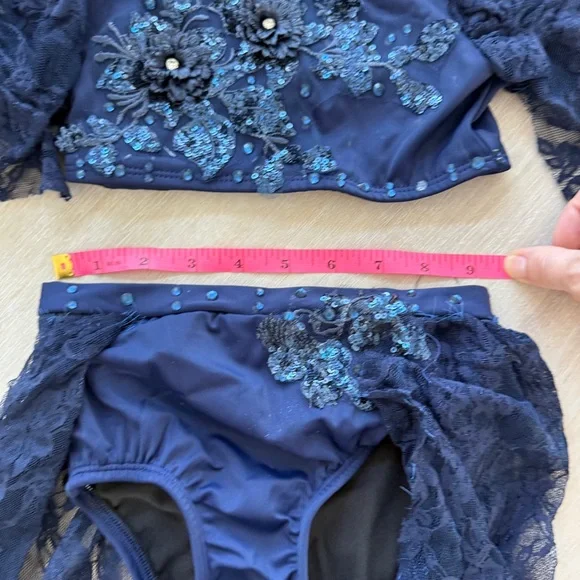Custom Lyrical or Contemporary Solo Costume Size 6/7 Navy Blue - Picture 11 of 12